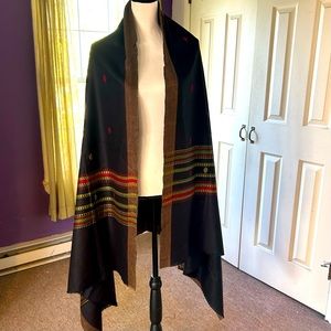 Traditional Indian Dupatta Scarf Wrap NWOT Black/Multi